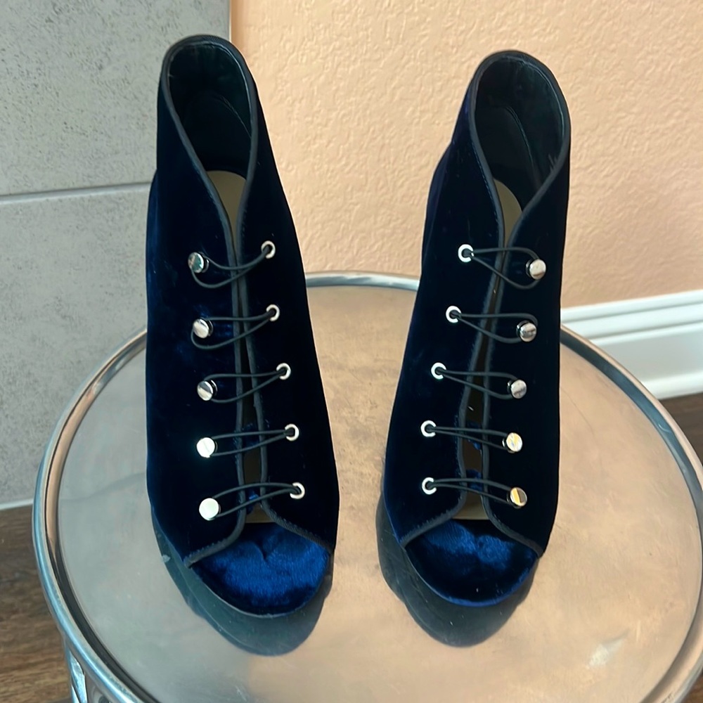Navy Blue Velvet Booties!